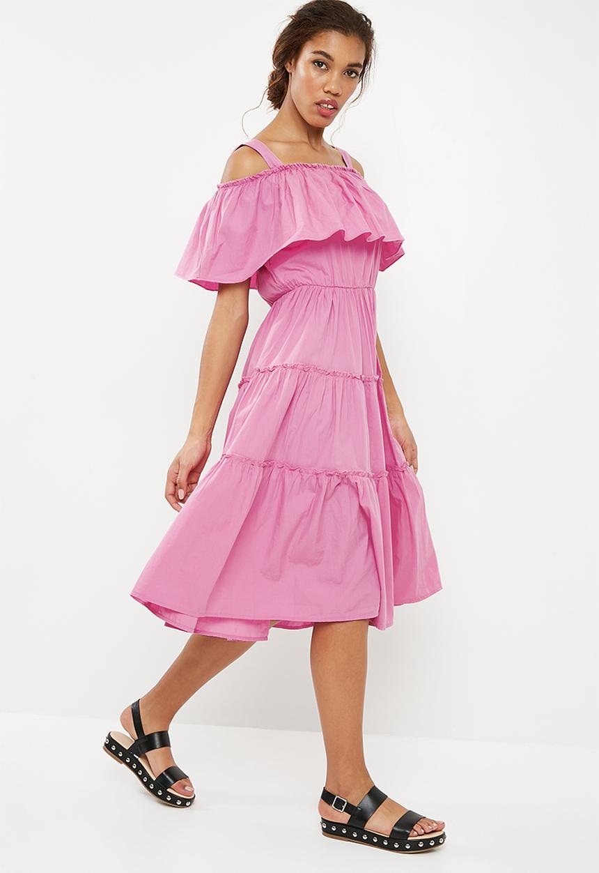 Vero Moda - Loka cold shoulder midi dress - purple 