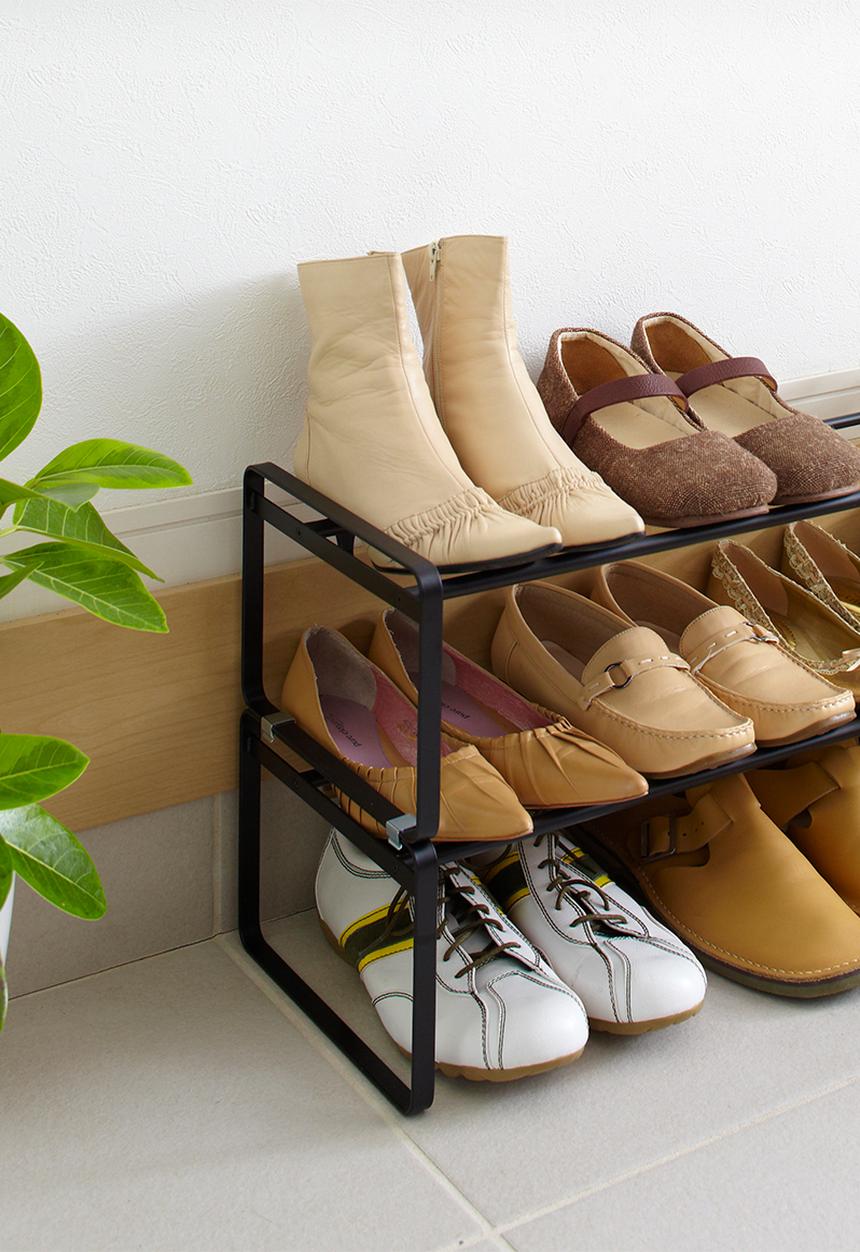 Yamazaki - Expandable 1 tier shoe rack - black