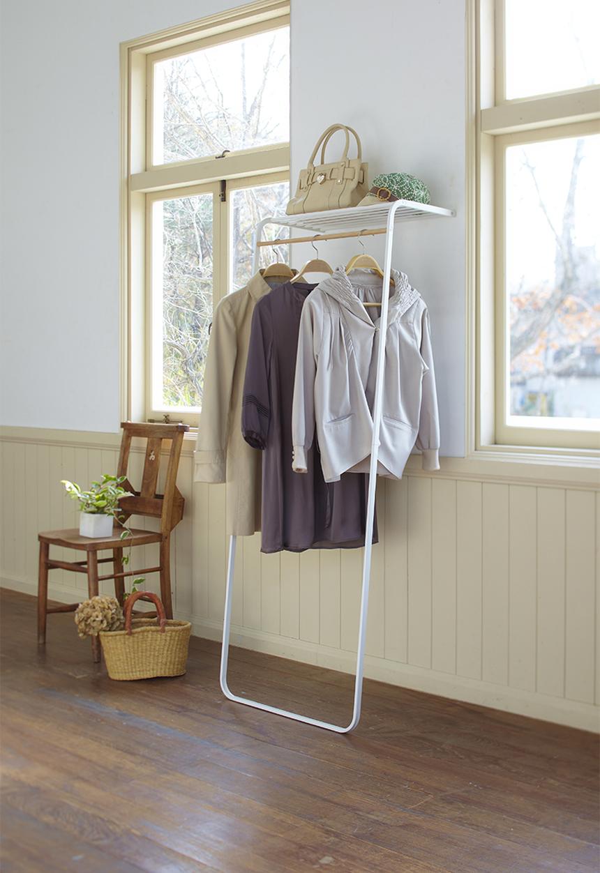 Yamazaki - Tower leaning rail with shelf - white