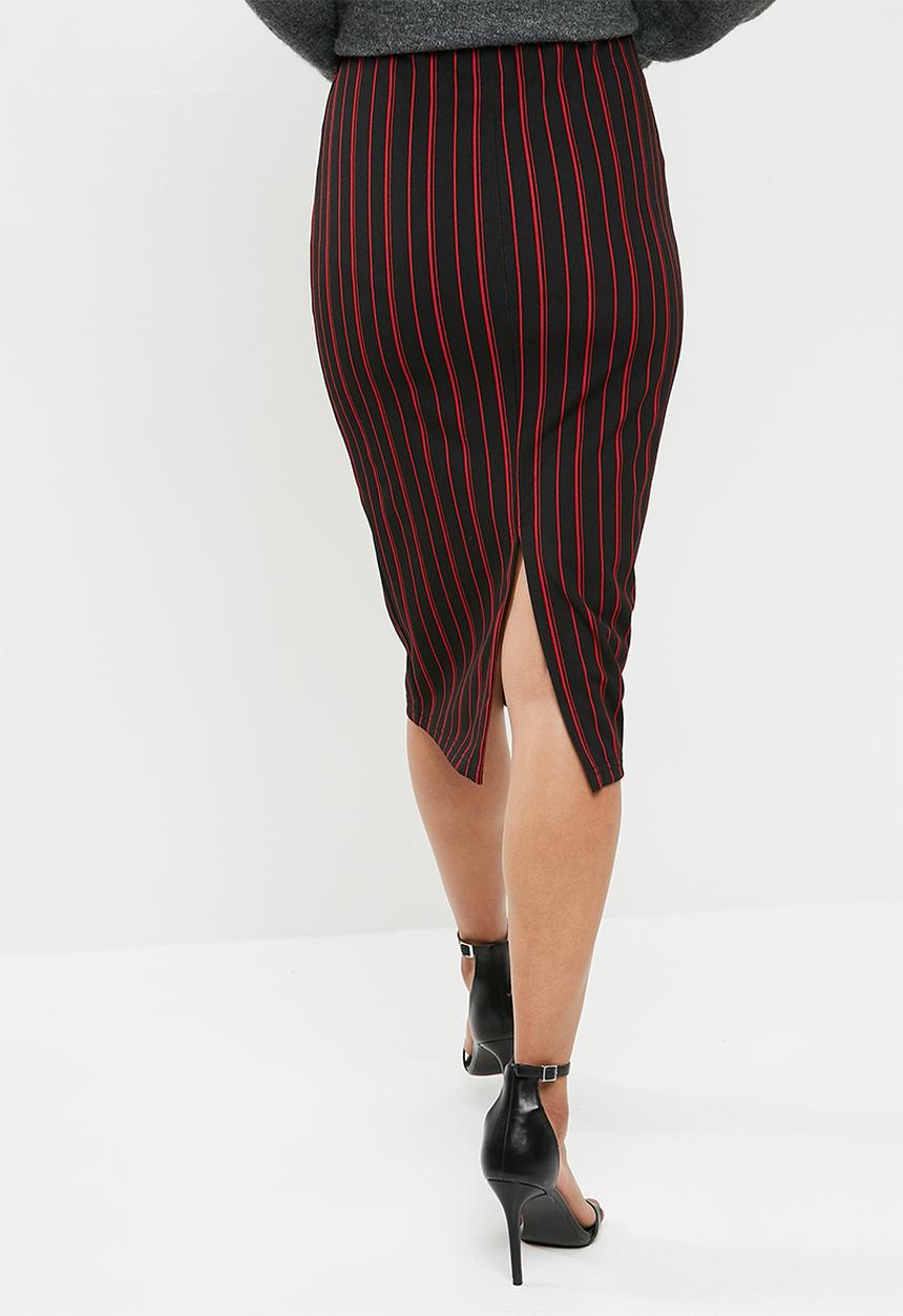 Superbalist - Printed pull on pencil skirt - black & red 