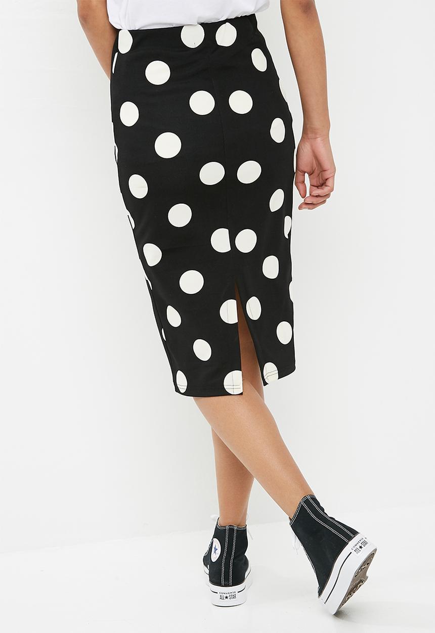 Superbalist - Printed pull on bodycon skirt - black & white 