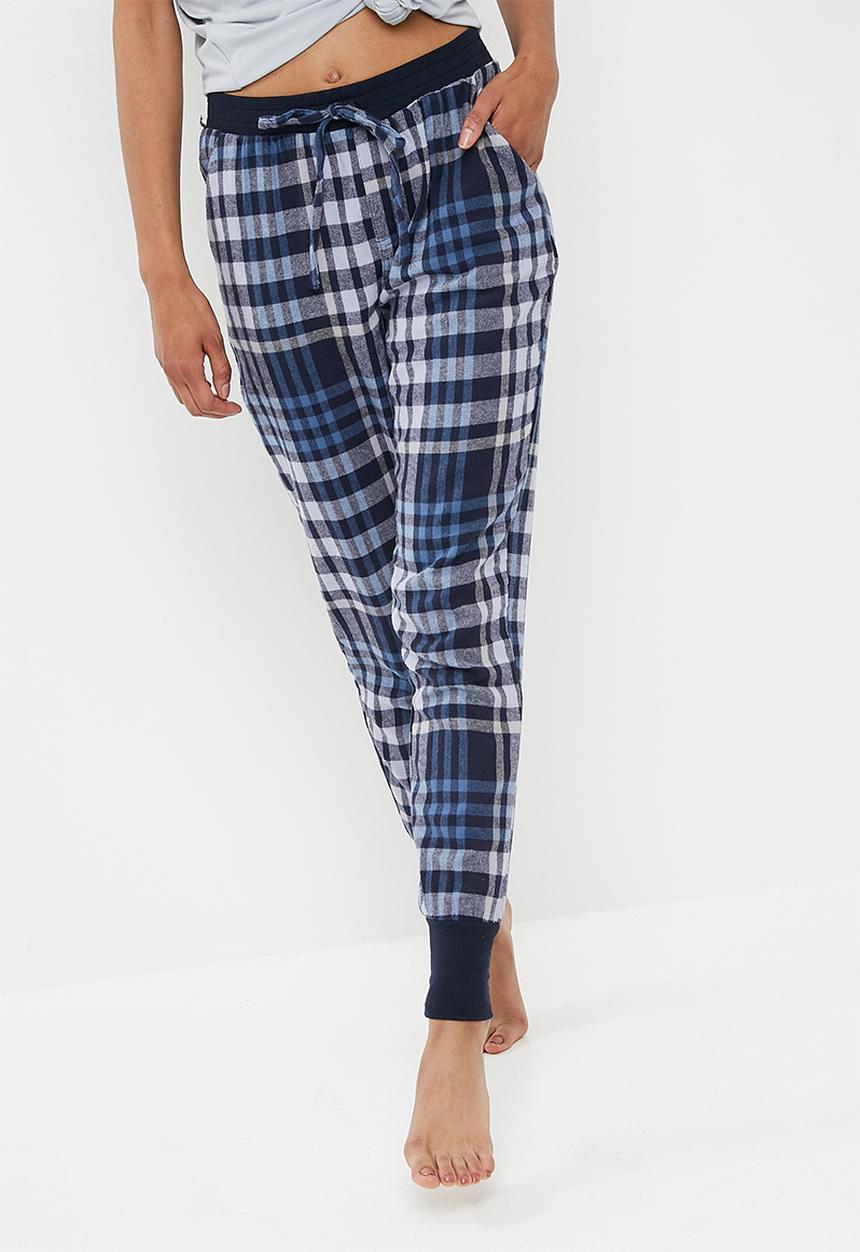 Cotton On - Cuffed flannel pant - blue