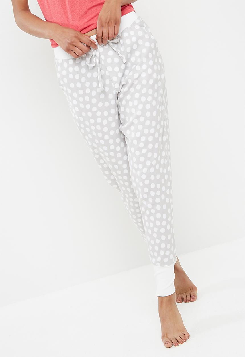 Cotton On - Cuffed flannel pant - grey & white