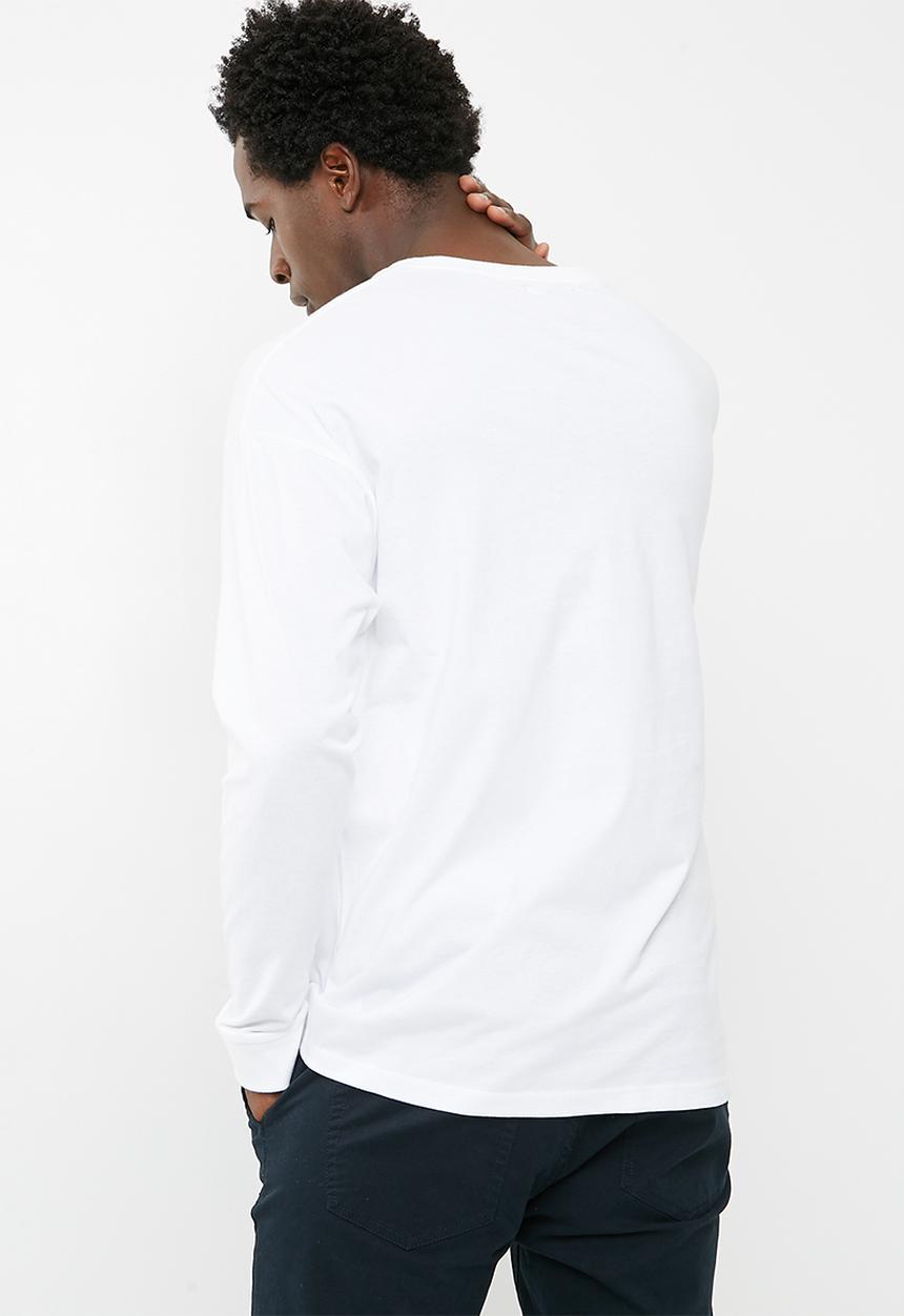 basicthread - Printed oversized long sleeve tee - white