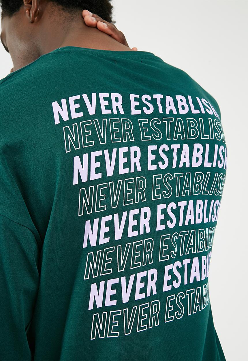 basicthread - Printed oversized long sleeve tee - green 