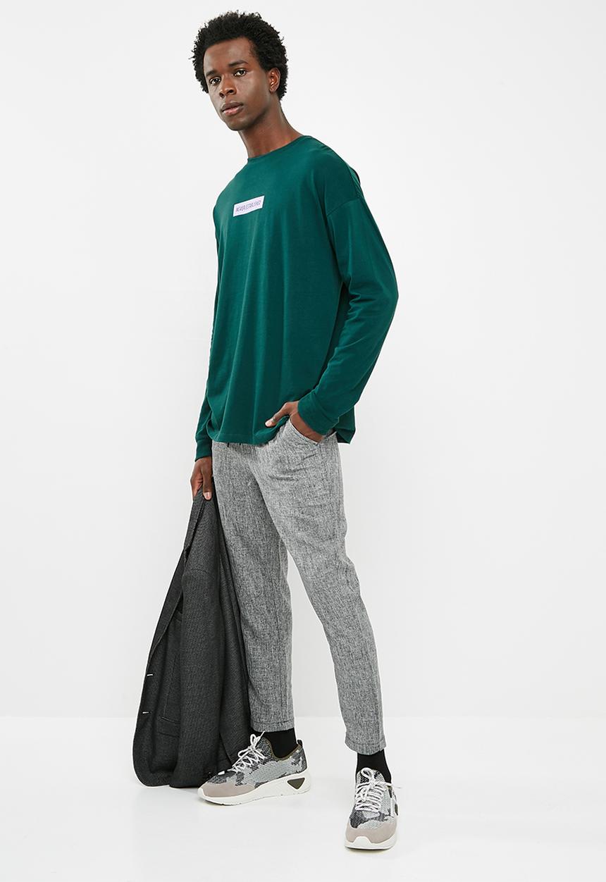 basicthread - Printed oversized long sleeve tee - green 