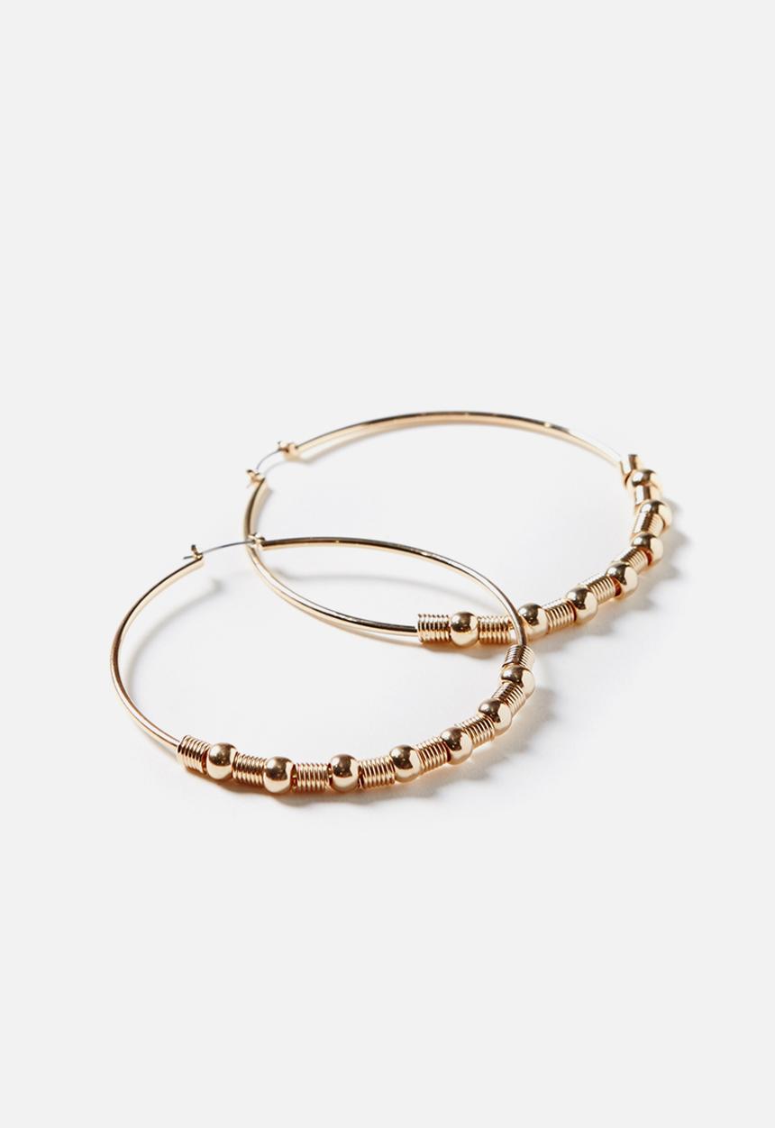 Rubi - Beaded hoop earring - gold 