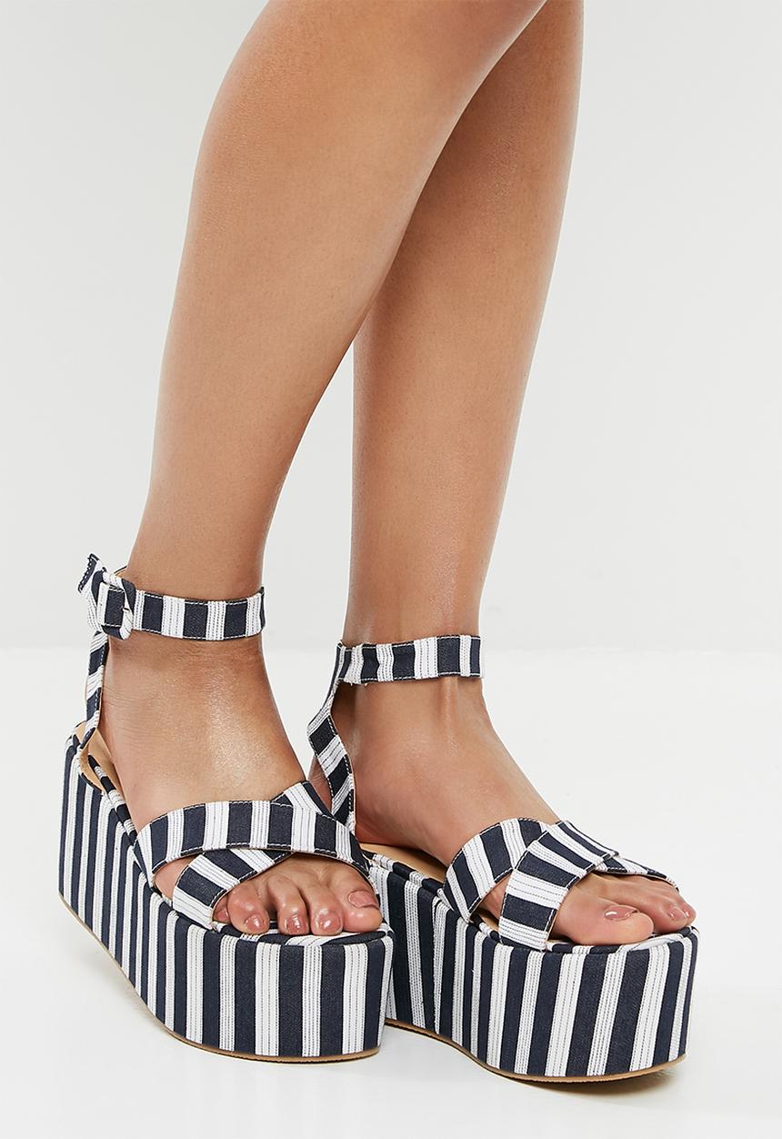 Superbalist - Stripe flatform sandal - navy & white