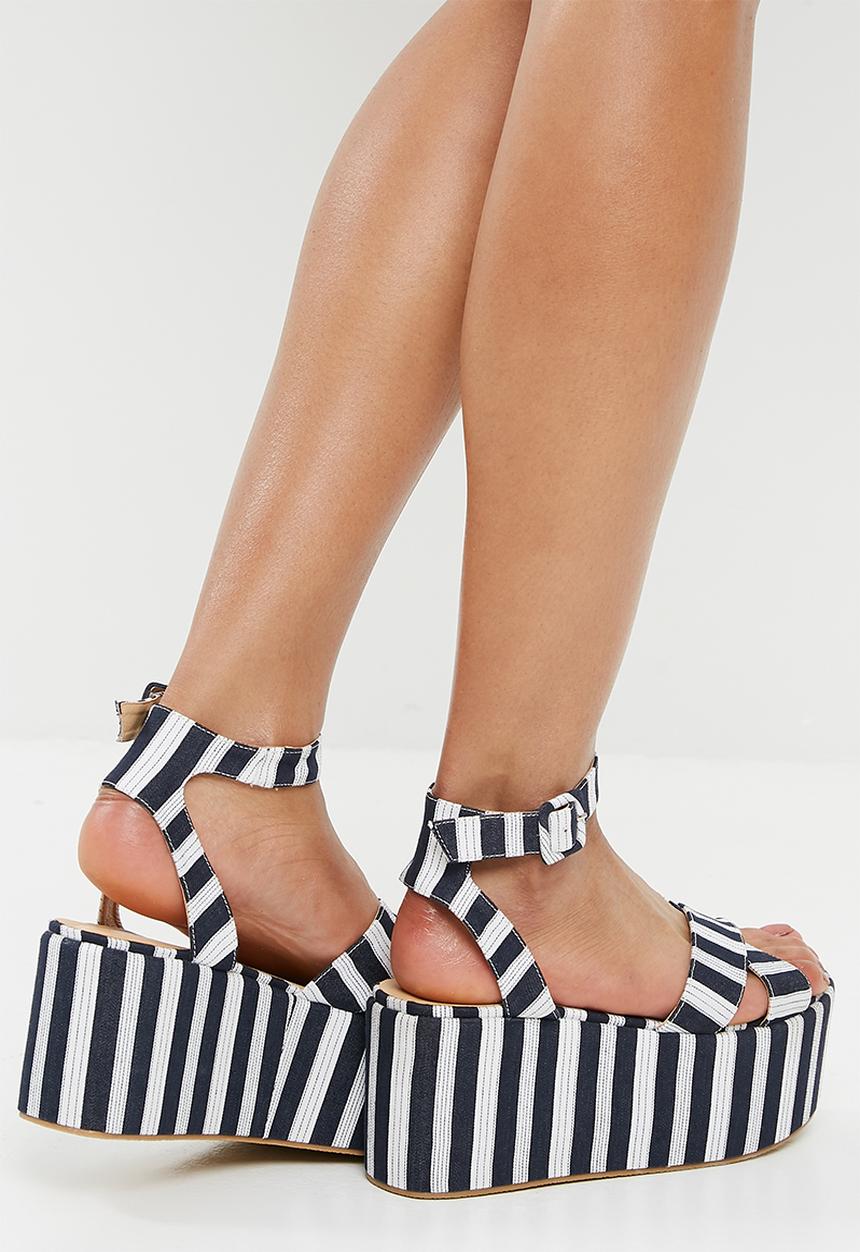 Superbalist - Stripe flatform sandal - navy & white