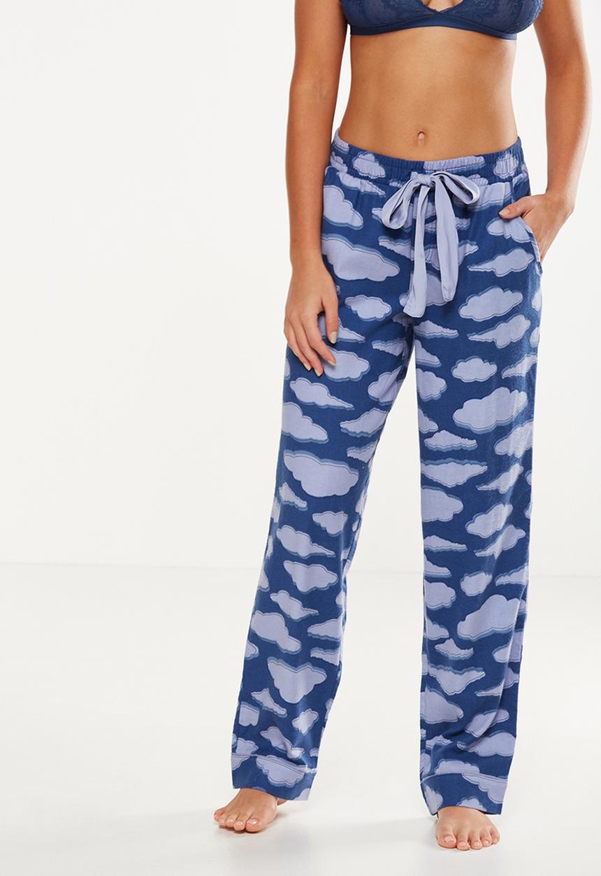 Cotton On - Non cuffed flannel pant - blue