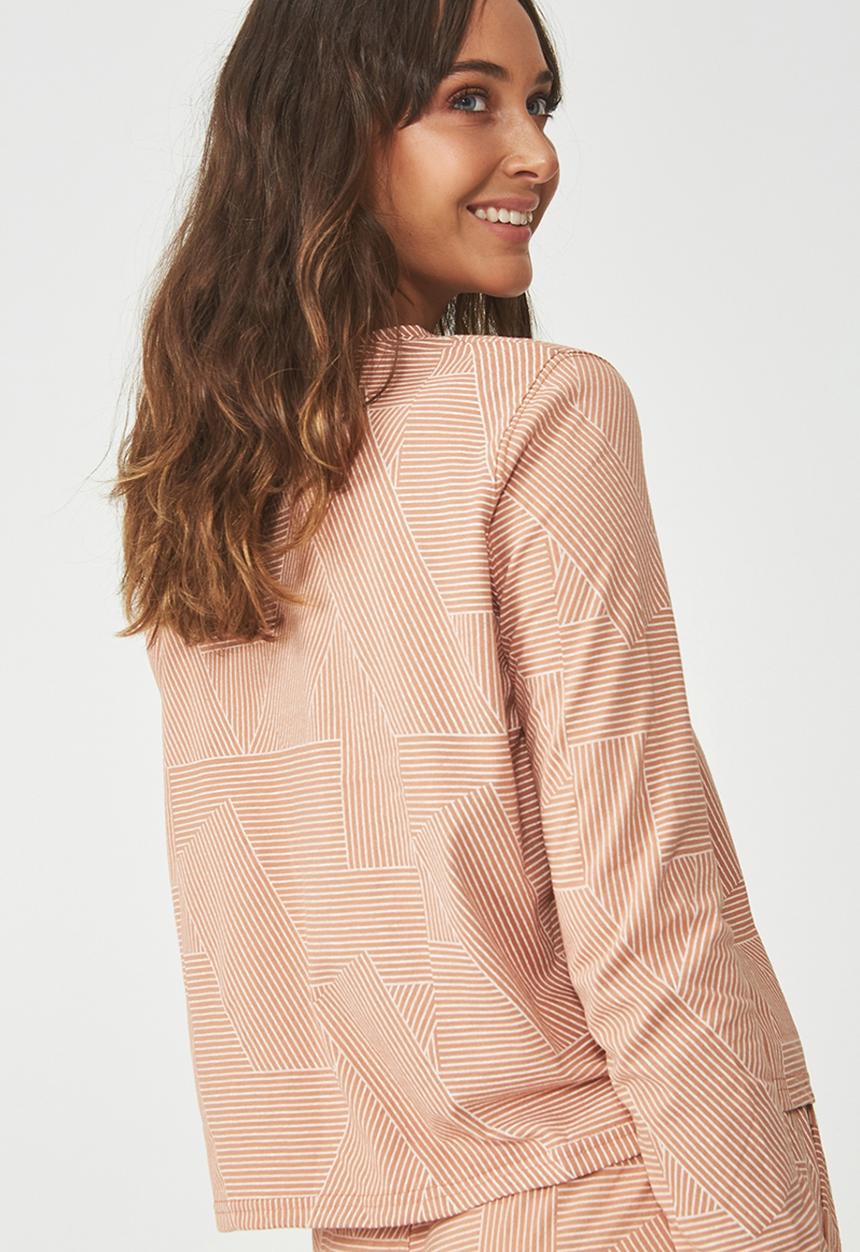 Cotton On - Boxy long sleeve top - beige & white 