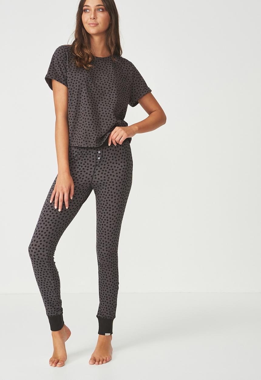 Cotton On - Jersey legging - charcoal & black