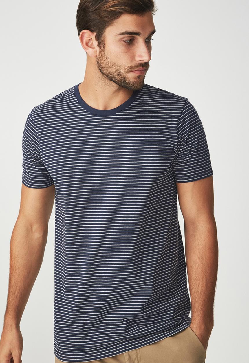 Cotton On - Tbar premium crew tee - navy & grey 
