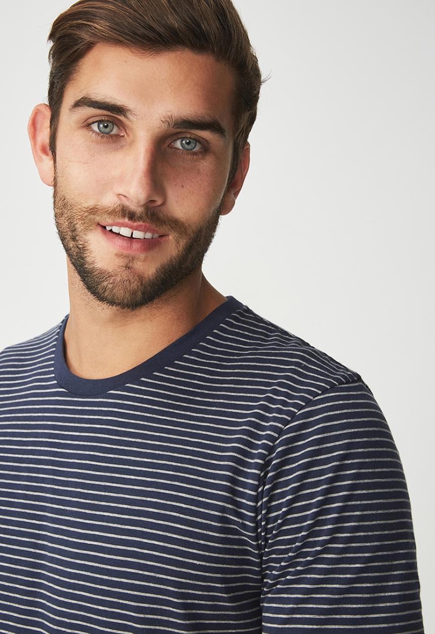 Cotton On - Tbar premium crew tee - navy & grey 