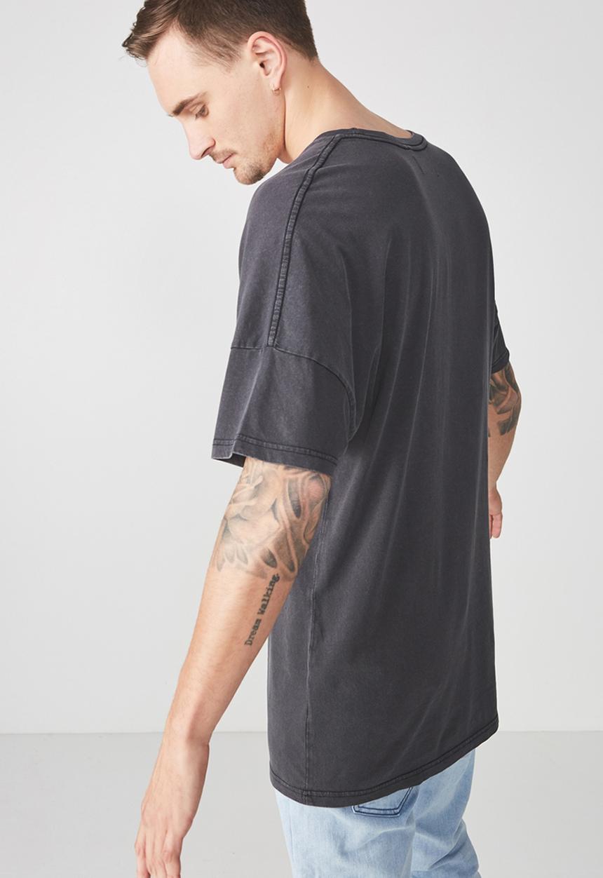 Cotton On - Drop shoulder longline tee - black