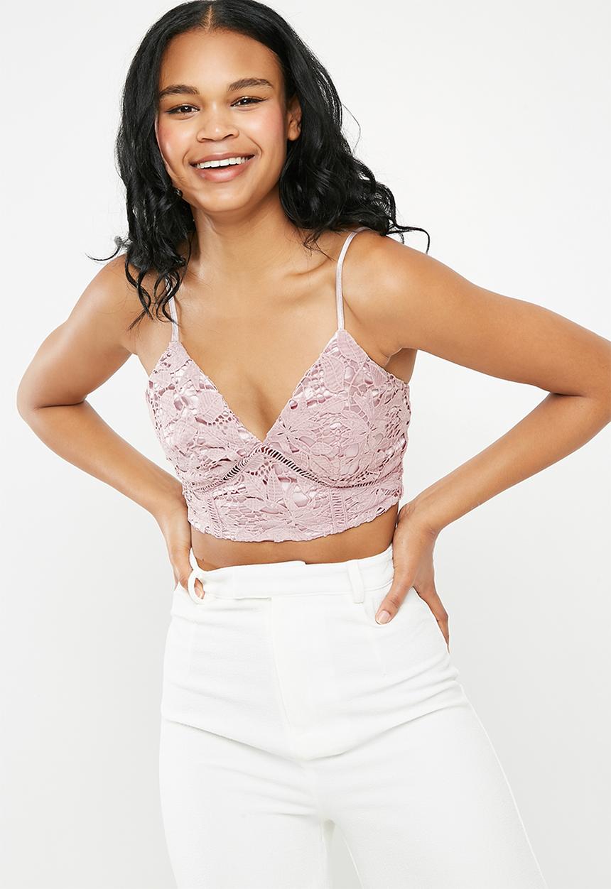 Missguided - Crochet lace bralet - pink 