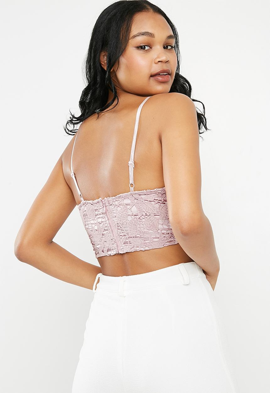 Missguided - Crochet lace bralet - pink 