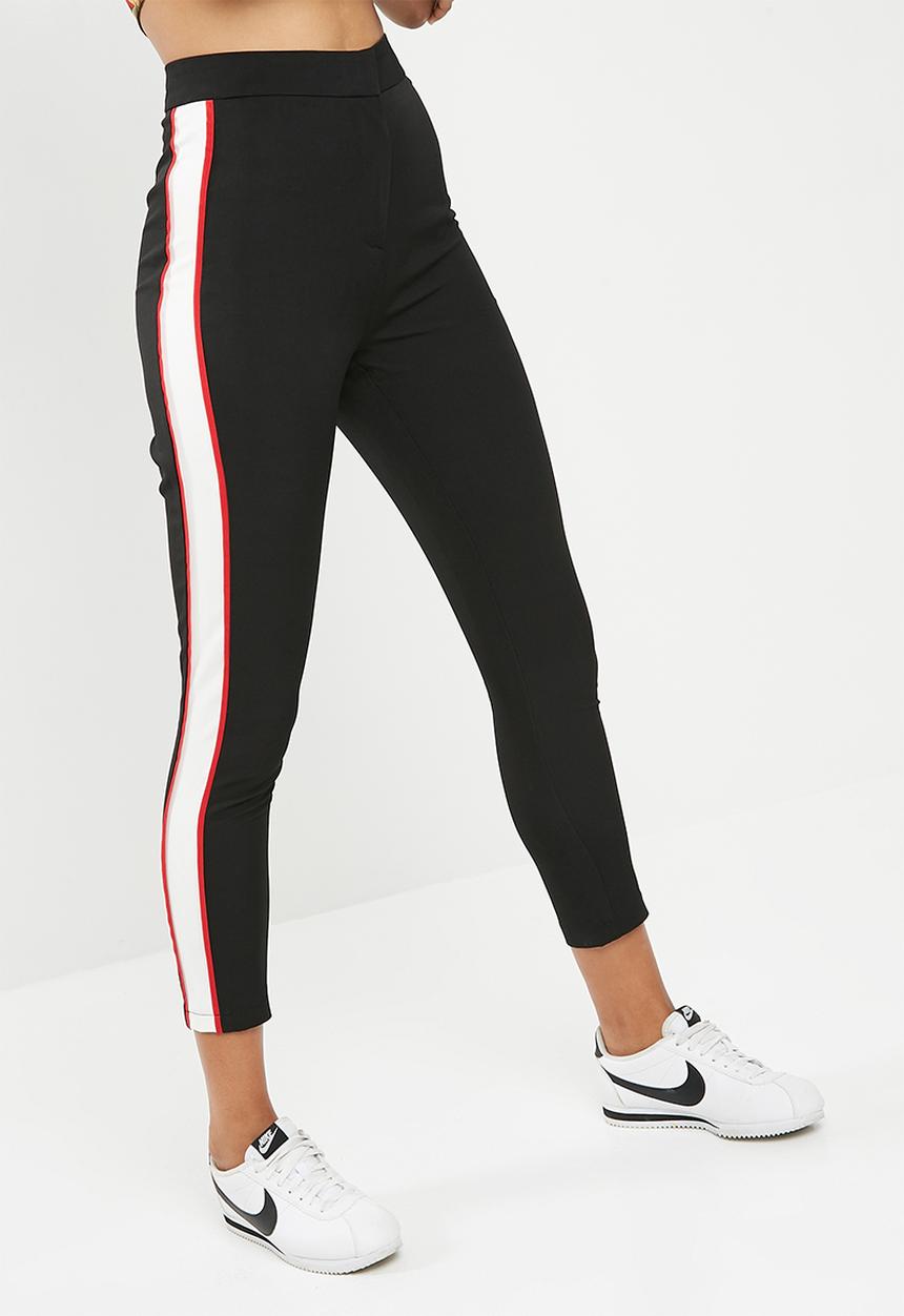 Missguided - Striped cigarette trousers - black 