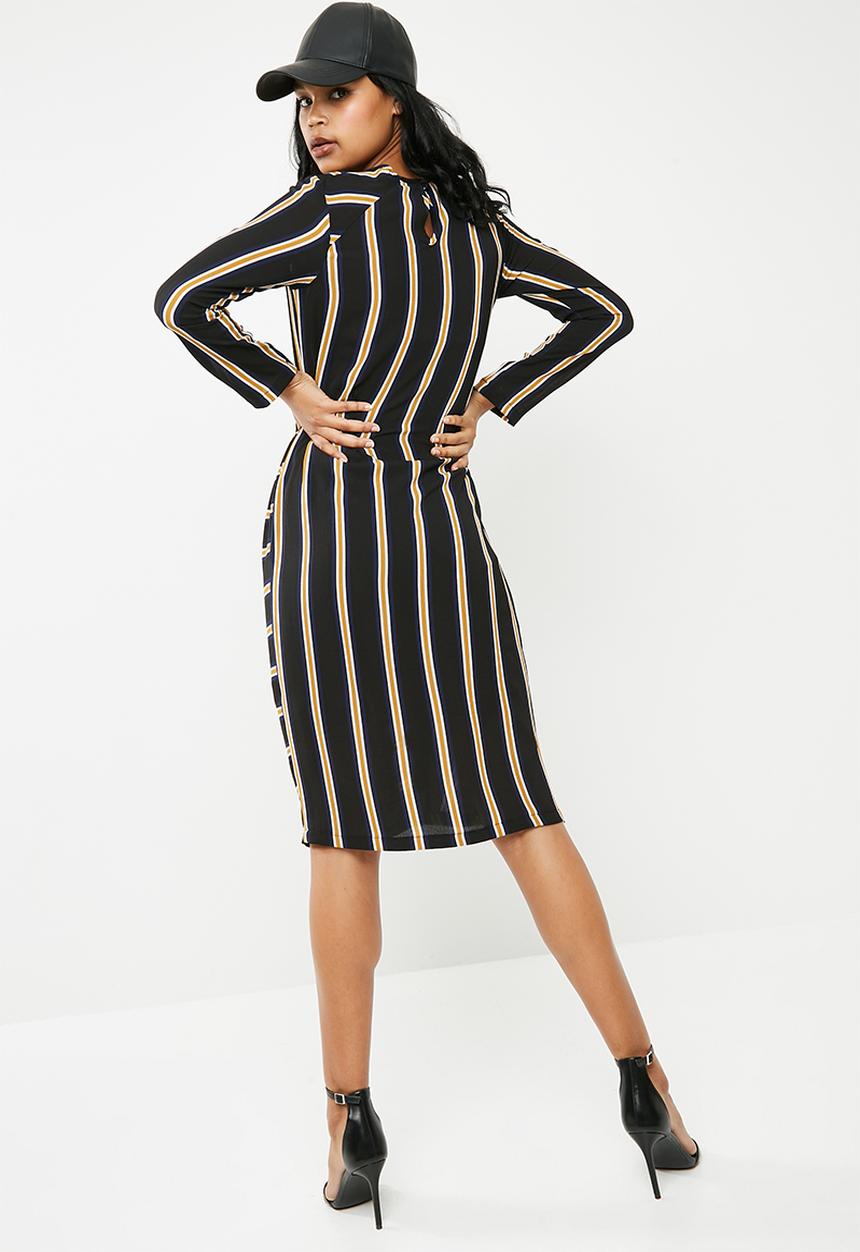 Superbalist - Stripe midi dress with gather detail - multi