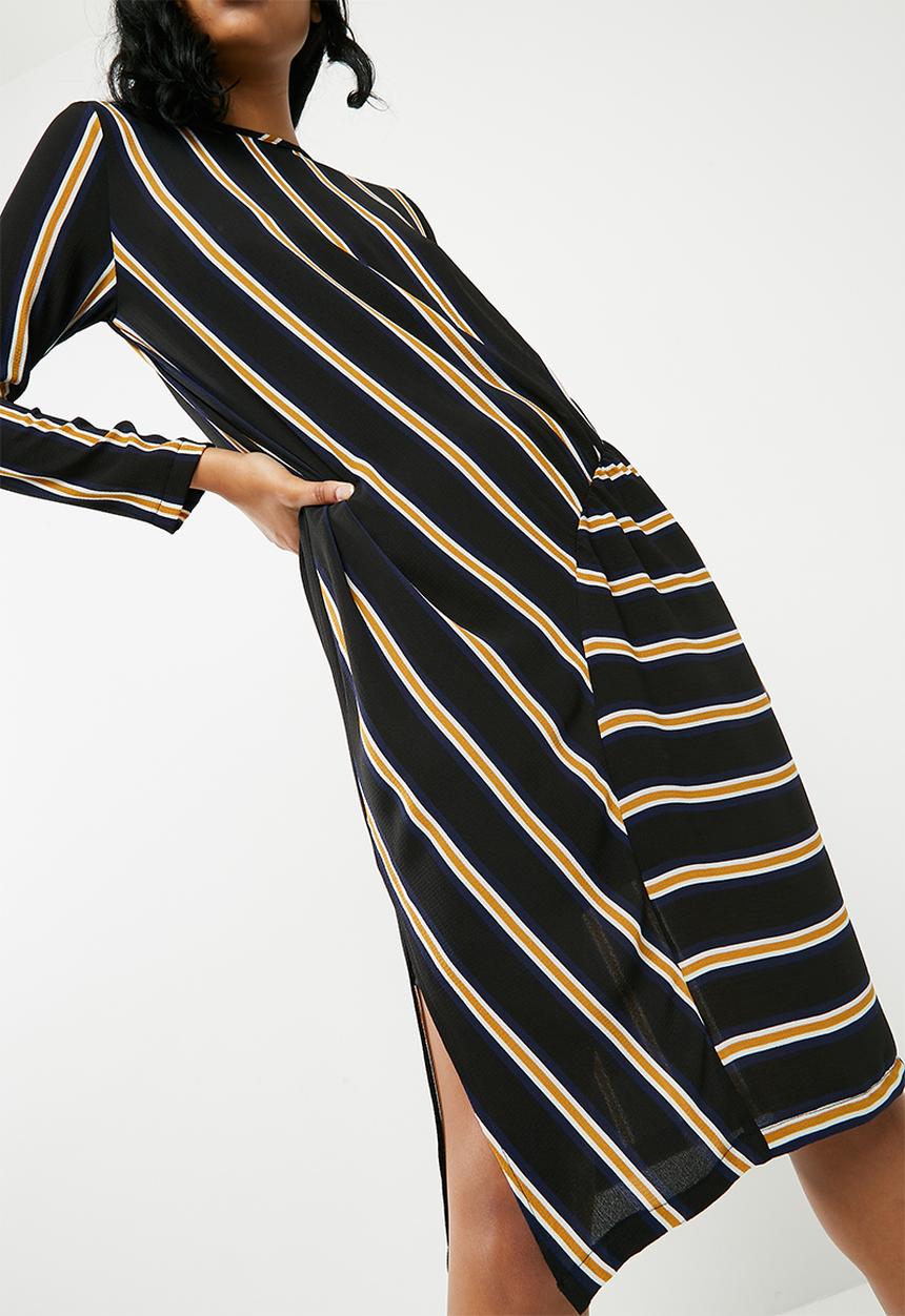 Superbalist - Stripe midi dress with gather detail - multi