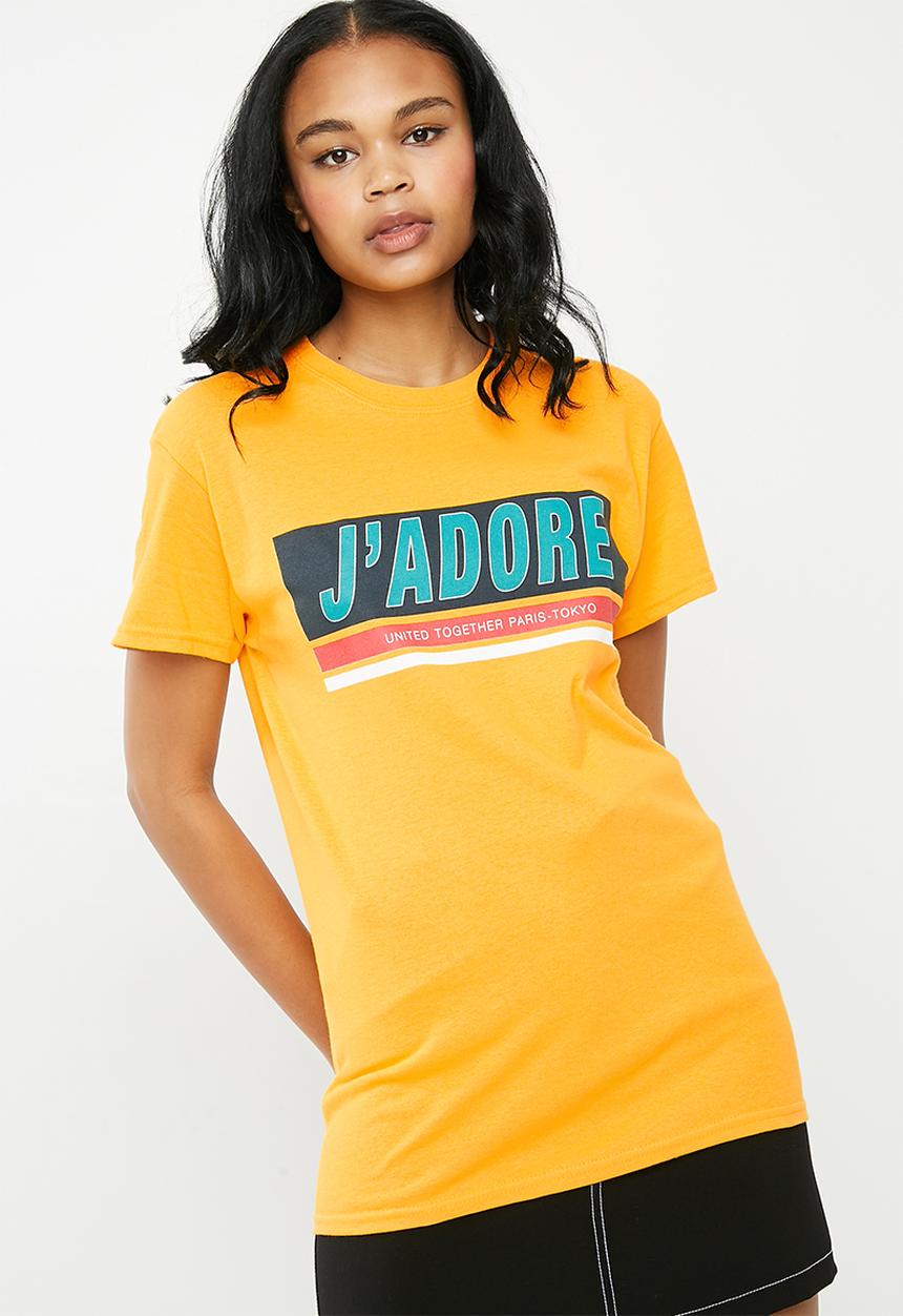 Missguided - J'adore slogan graphic T-shirt - orange 
