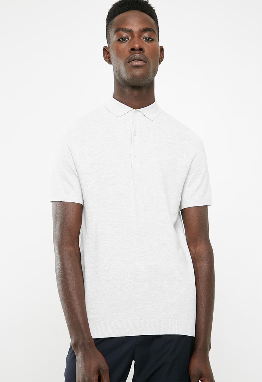 New Look - Slim fit textured polo short sleeve - grey