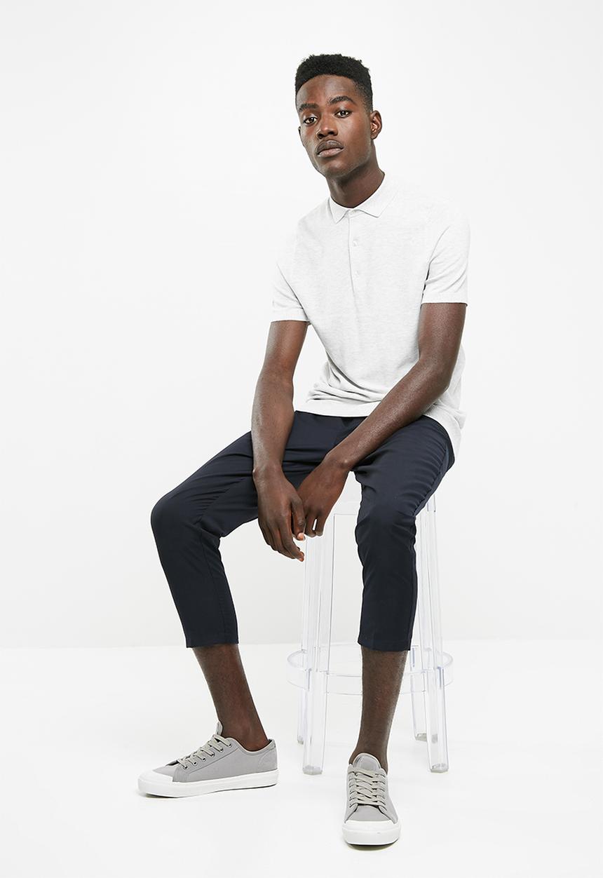 New Look - Slim fit textured polo short sleeve - grey