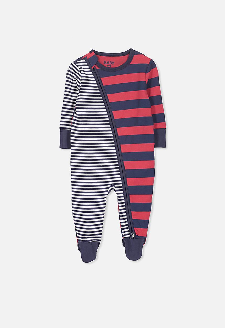 Cotton On - Mini zip through romper - navy & red