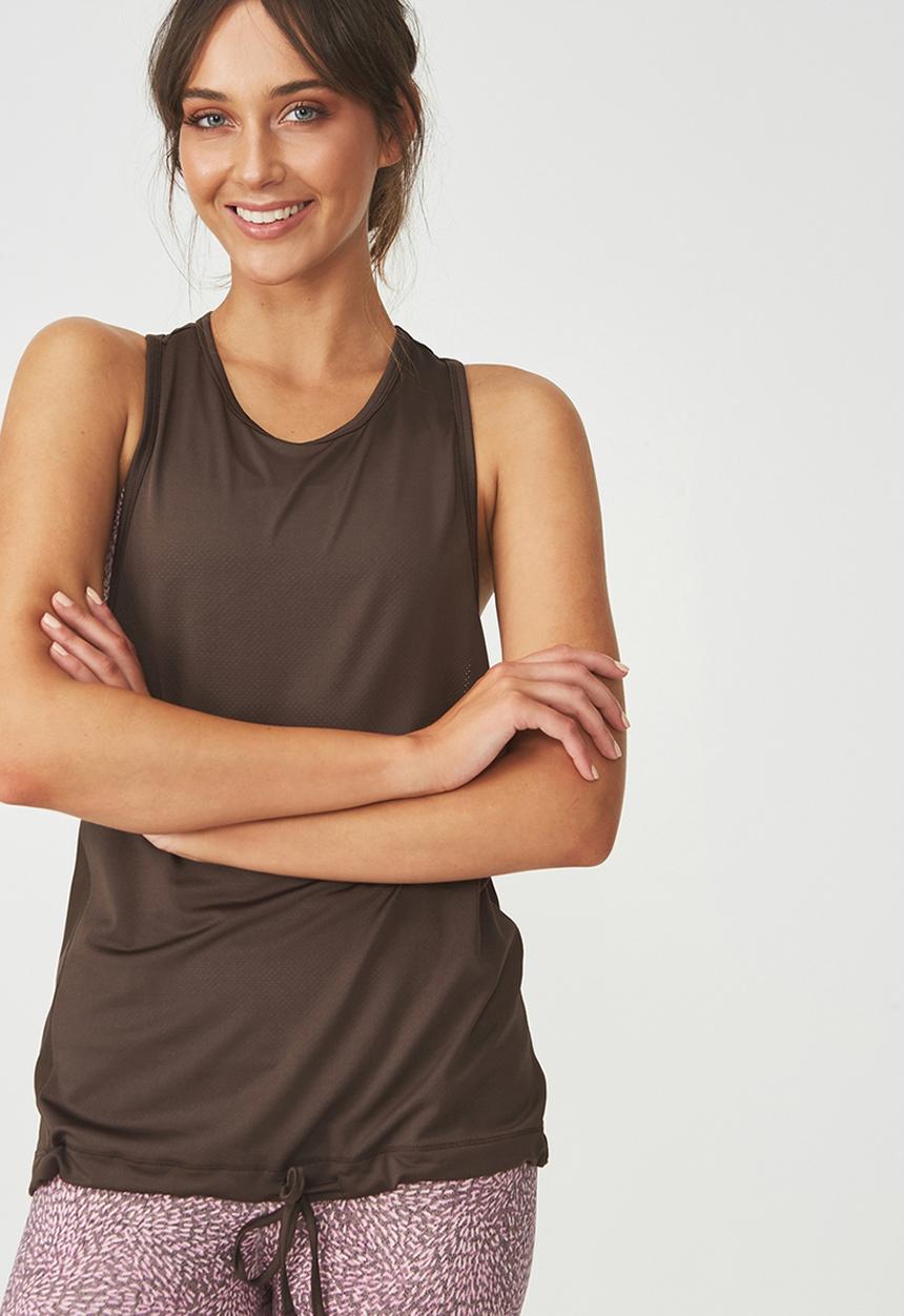 Cotton On - Tie front tank top - brown 