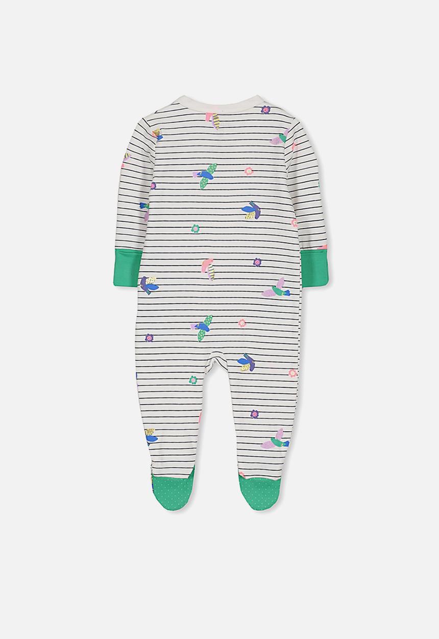 Cotton On - Mini zip through romper - white & green
