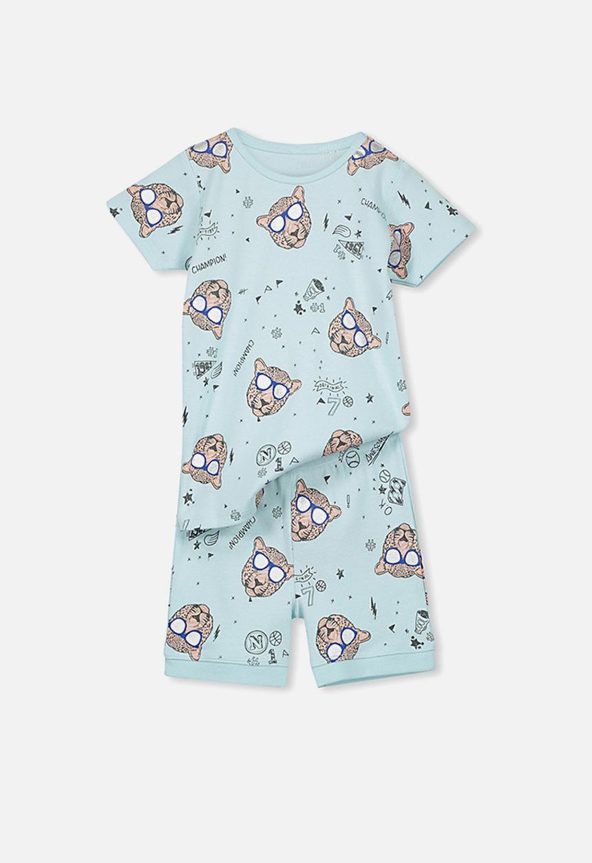 Cotton On - Joshua short sleeve boys pyjama set - blue