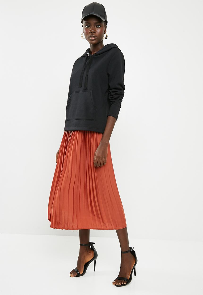 dailyfriday - Knife pleat midi skirt - orange 