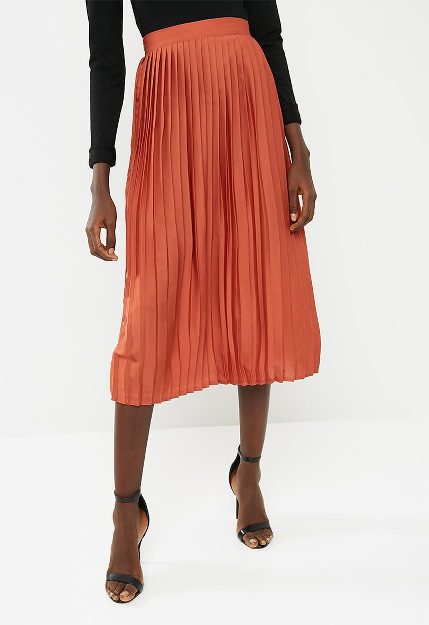 dailyfriday - Knife pleat midi skirt - orange 