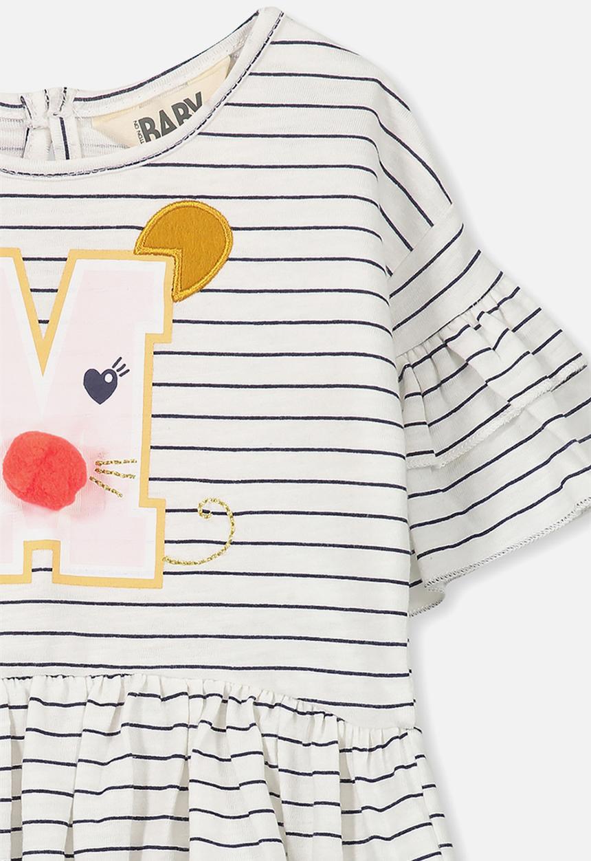 Cotton On - Maddy ruffle dress - white & navy