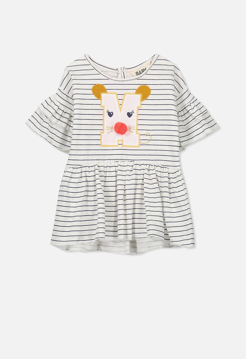 Cotton On - Maddy ruffle dress - white & navy