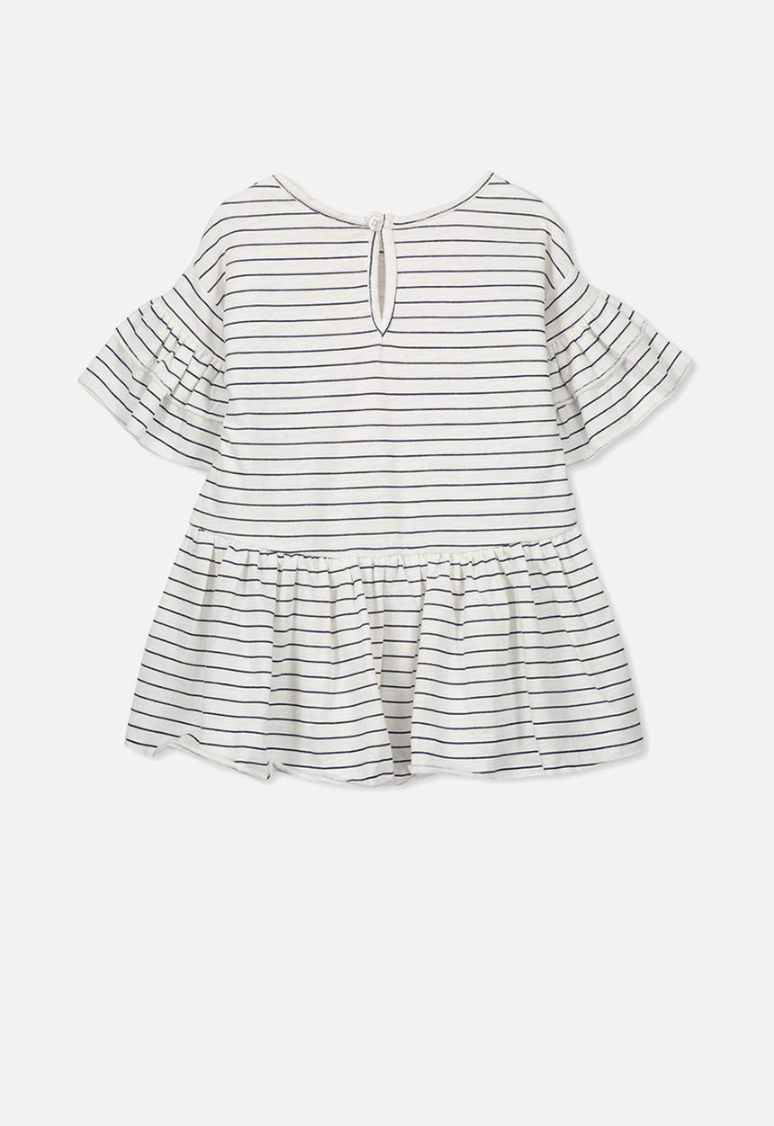 Cotton On - Maddy ruffle dress - white & navy