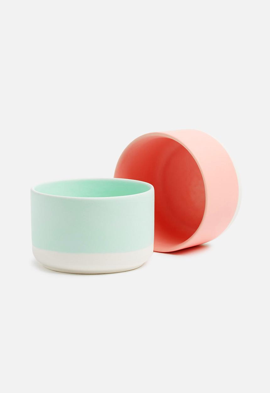 Urchin Art - Soft block dip bowl set of 2 - coral & mint