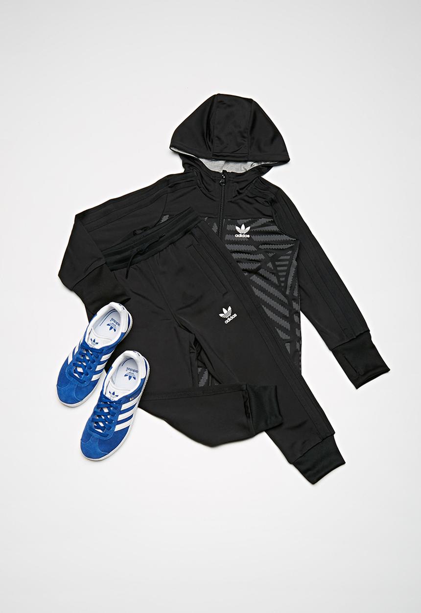 adidas Originals - Graphic tracksuit - black & grey 