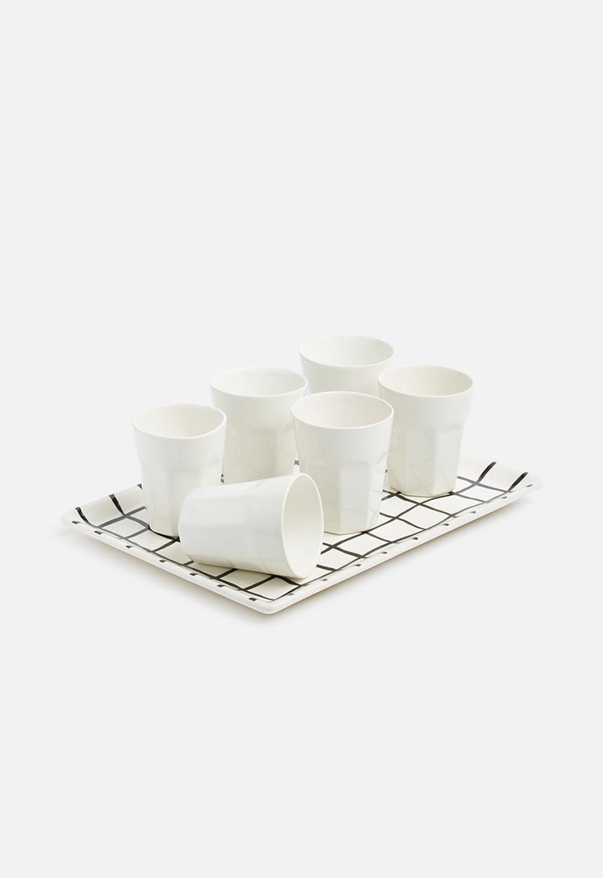 Urchin Art - Juxta grid platter - white & black
