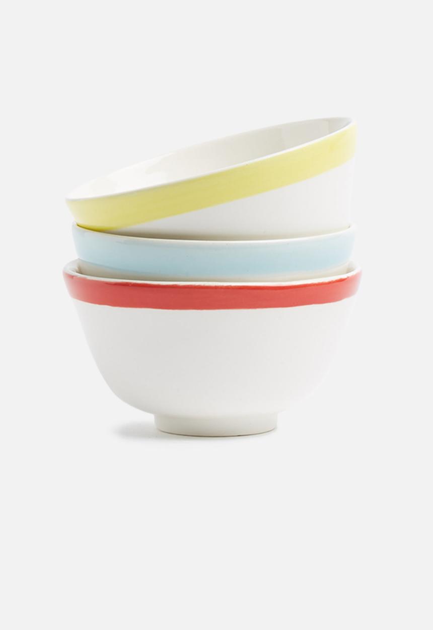 Urchin Art - Super normal snack bowl set of 3 - red, blue & yellow
