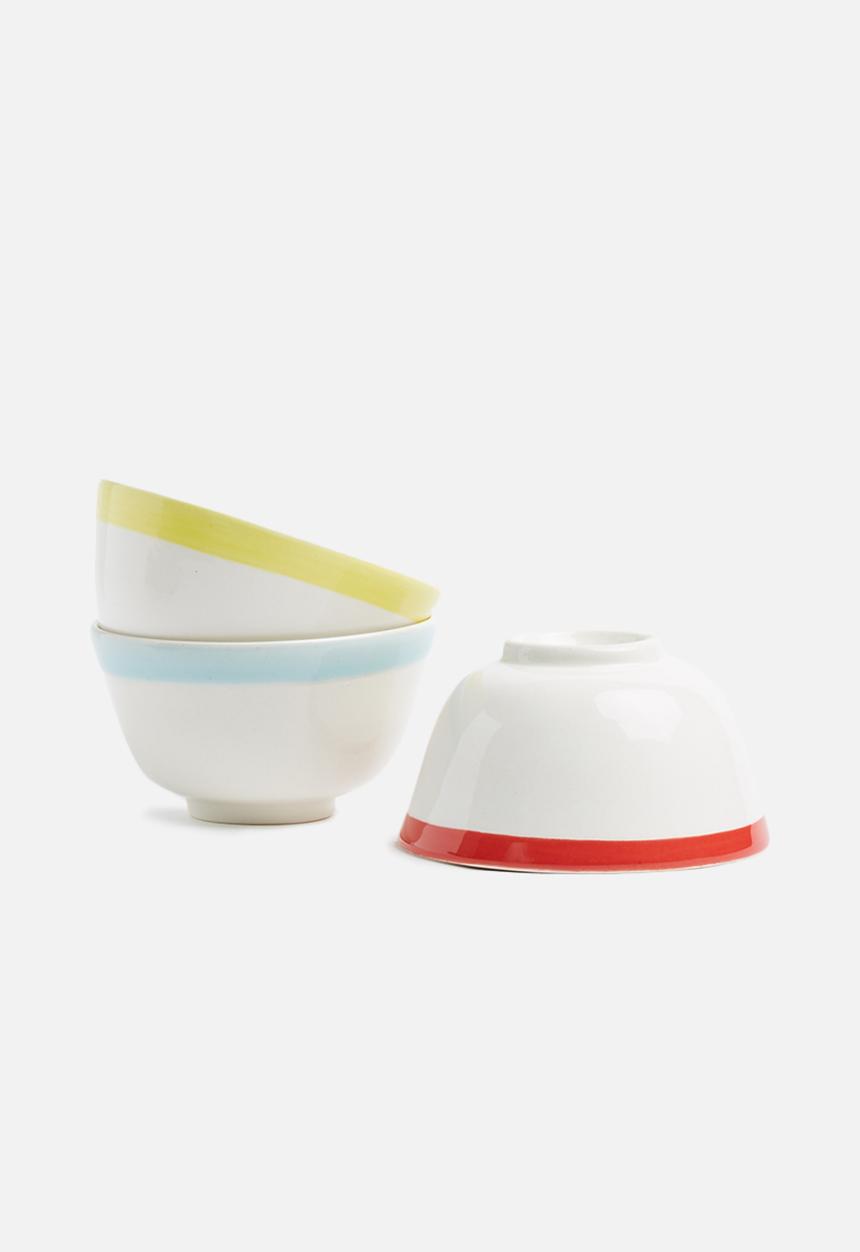 Urchin Art - Super normal snack bowl set of 3 - red, blue & yellow