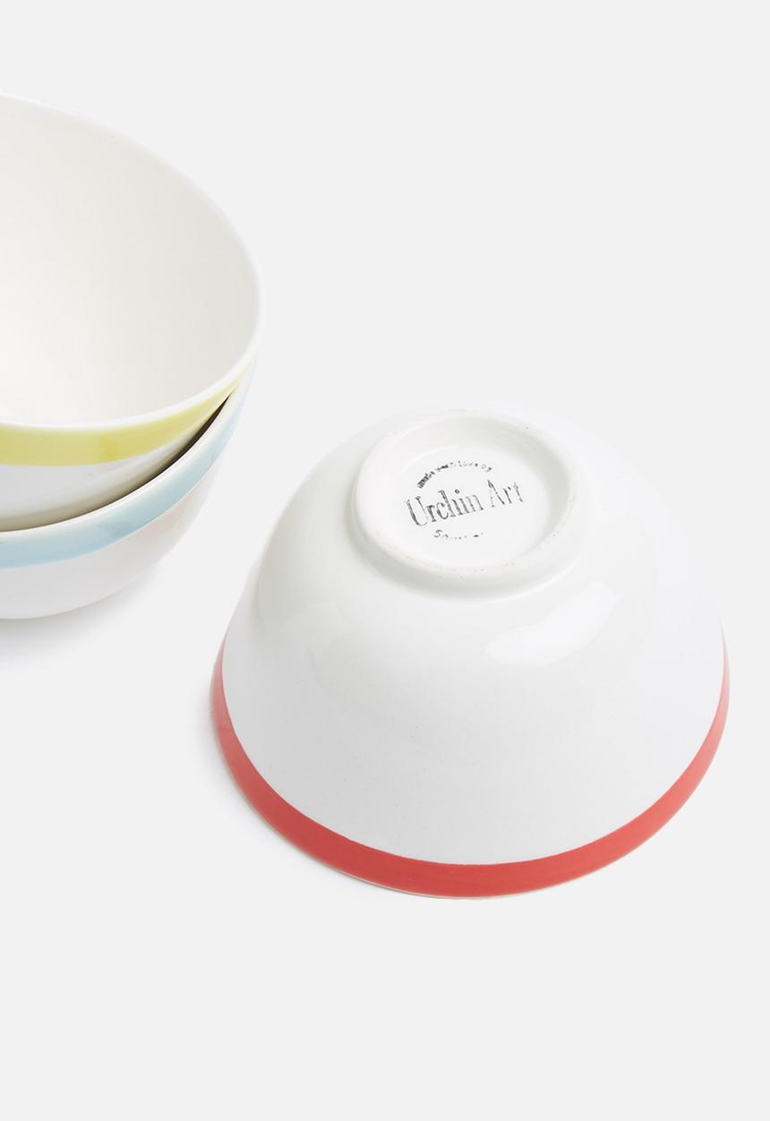 Urchin Art - Super normal snack bowl set of 3 - red, blue & yellow