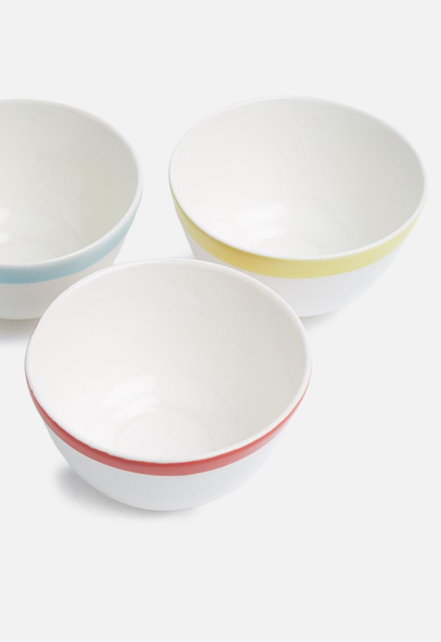 Urchin Art - Super normal snack bowl set of 3 - red, blue & yellow