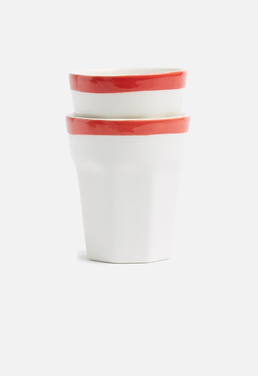 Urchin Art - Indie mug set of 2 - red