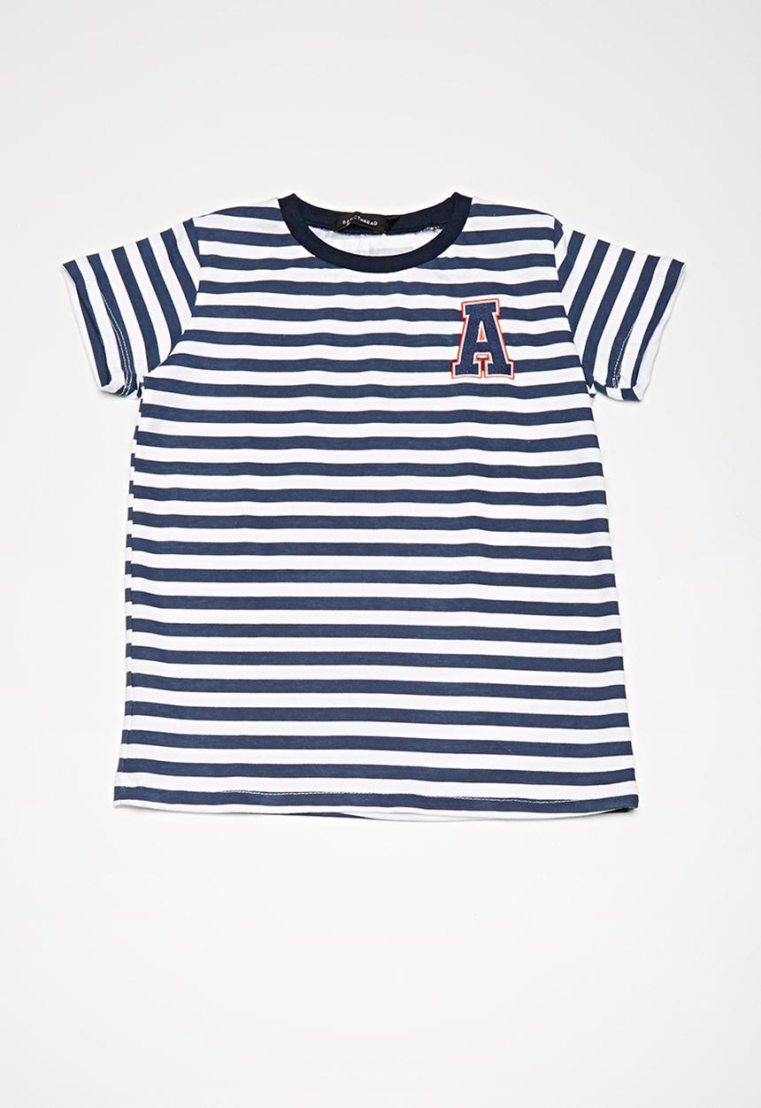 basicthread - Kids boys striped ringer tee - navy & white 