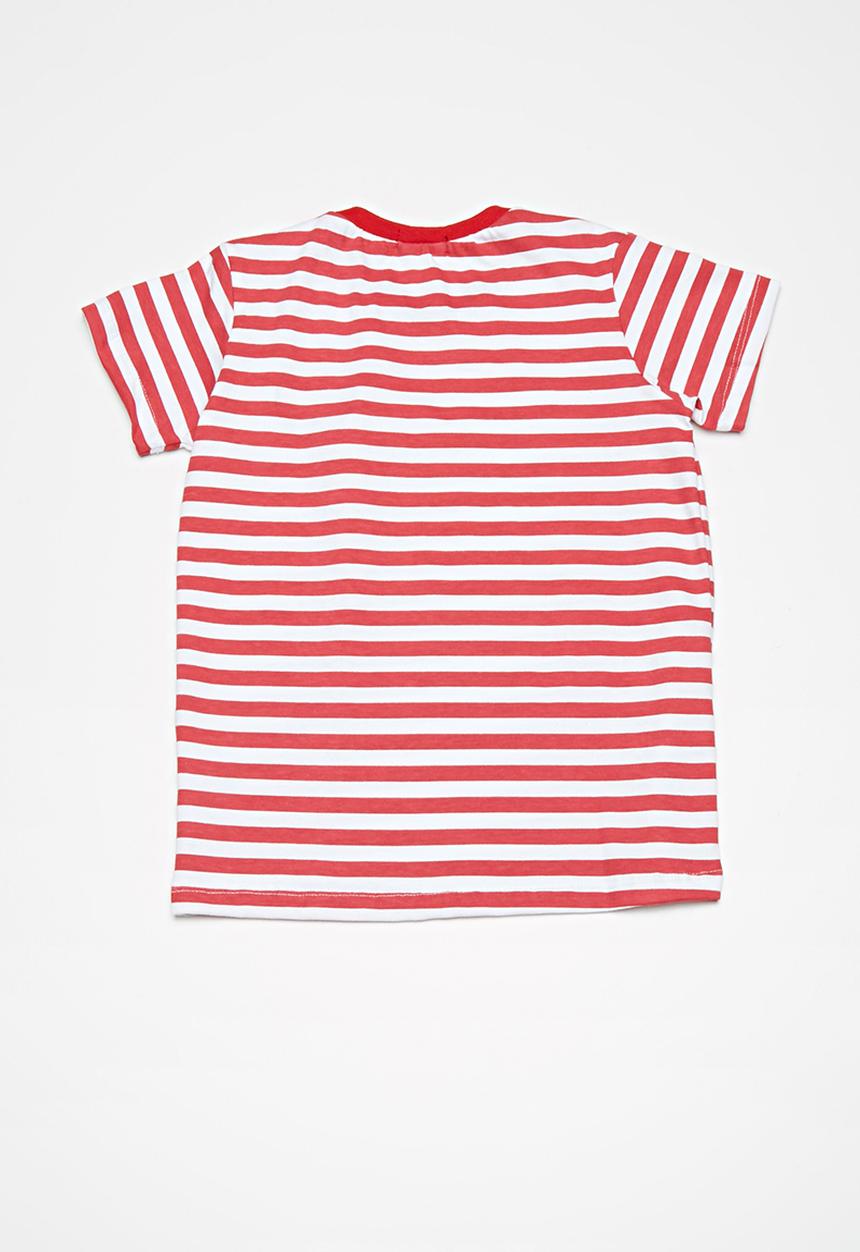 basicthread - Kids boys striped ringer tee - red & white 