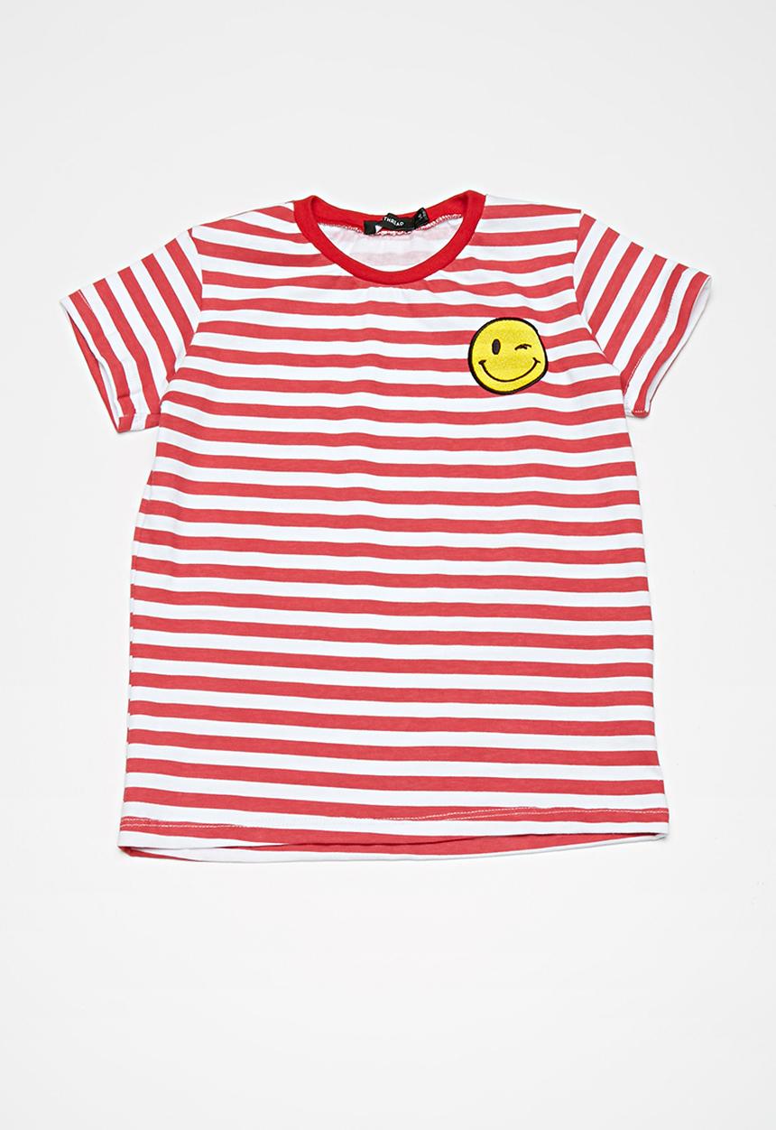 basicthread - Kids boys striped ringer tee - red & white 