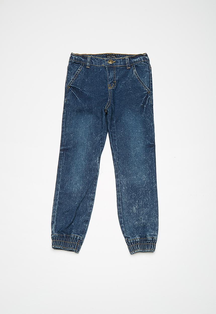basicthread - Kids acid wash denim joggers - blue