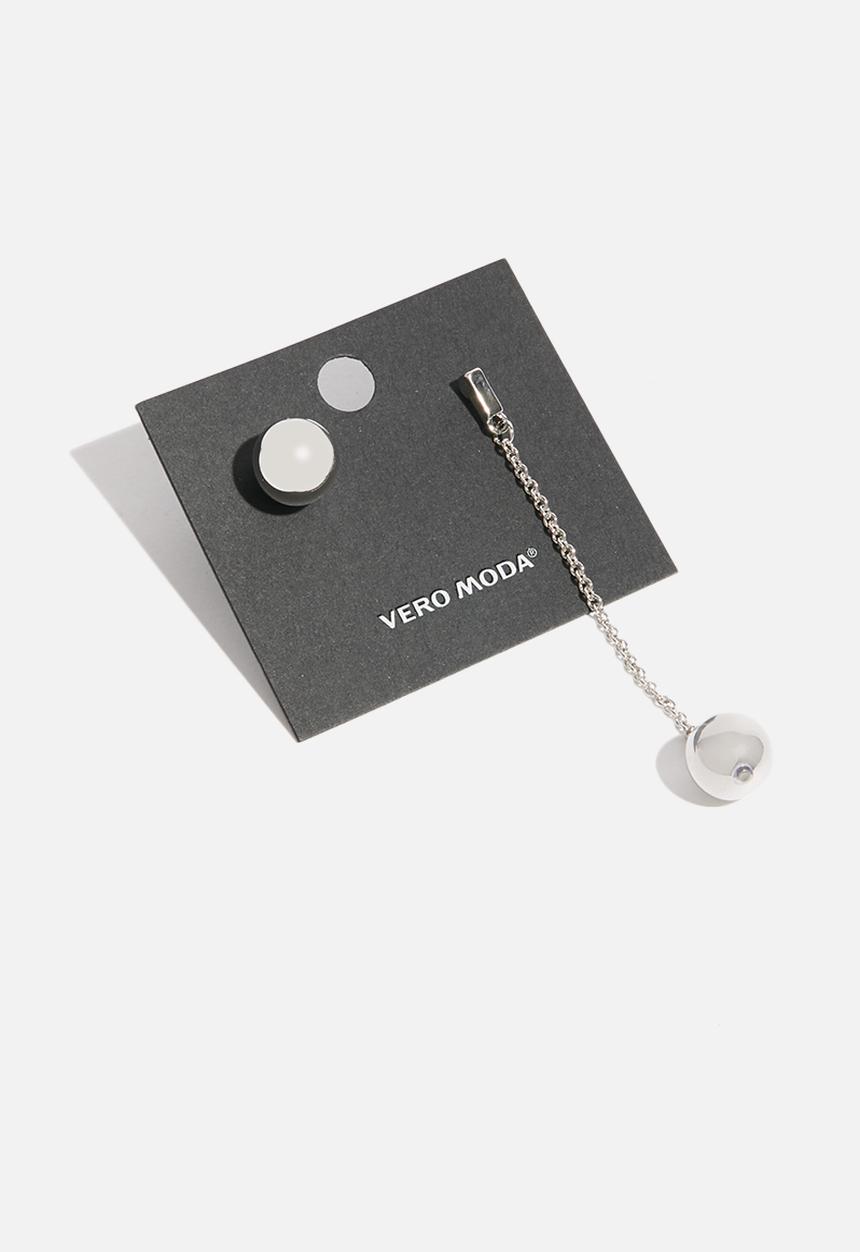 Vero Moda - Elain asymmetric earring set - silver 