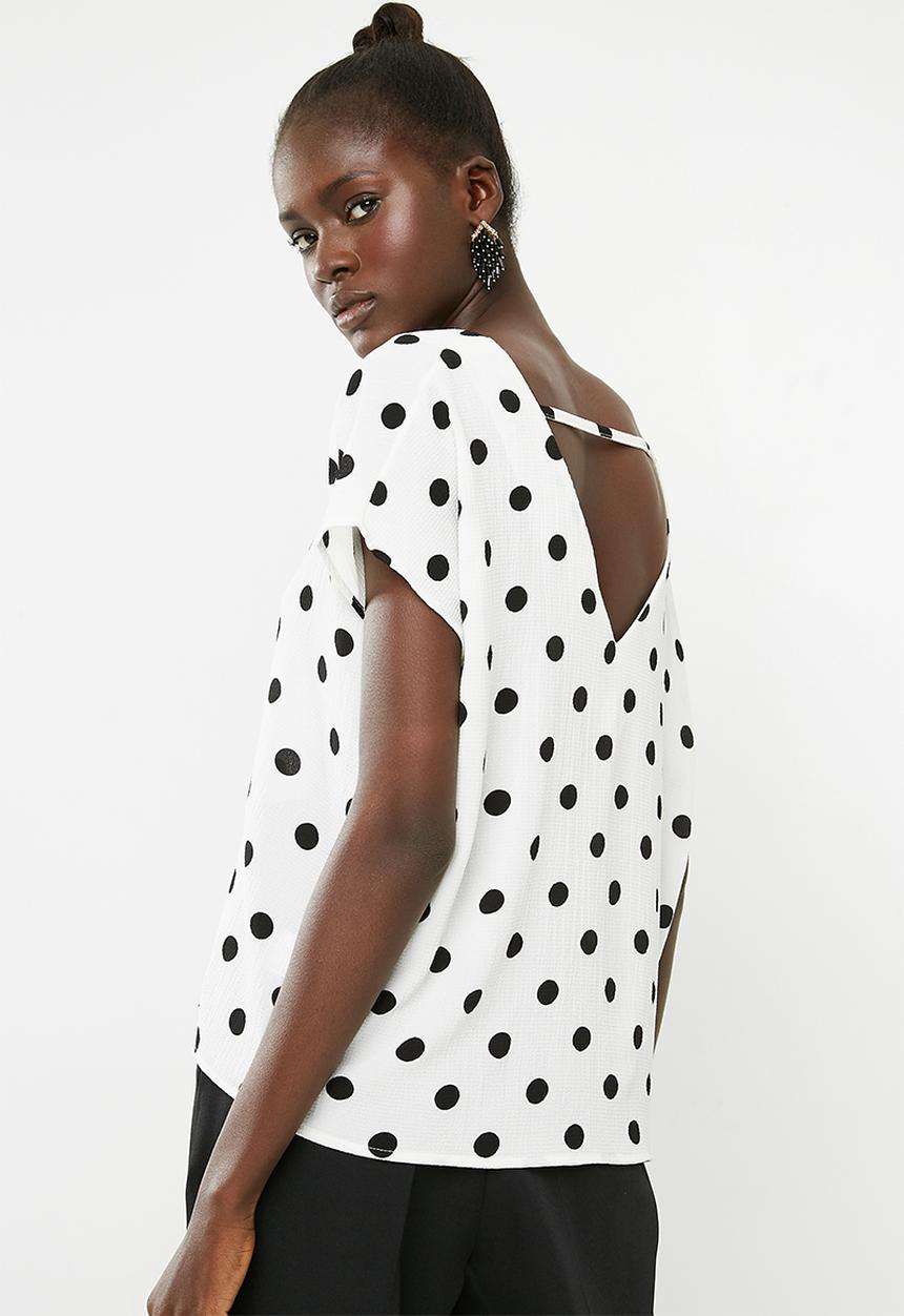 Superbalist - V-neck blouse - white & black 